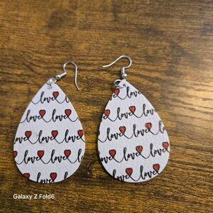 ❤️3/$15 Faux Leather Dangle Earrings Valentines Day
